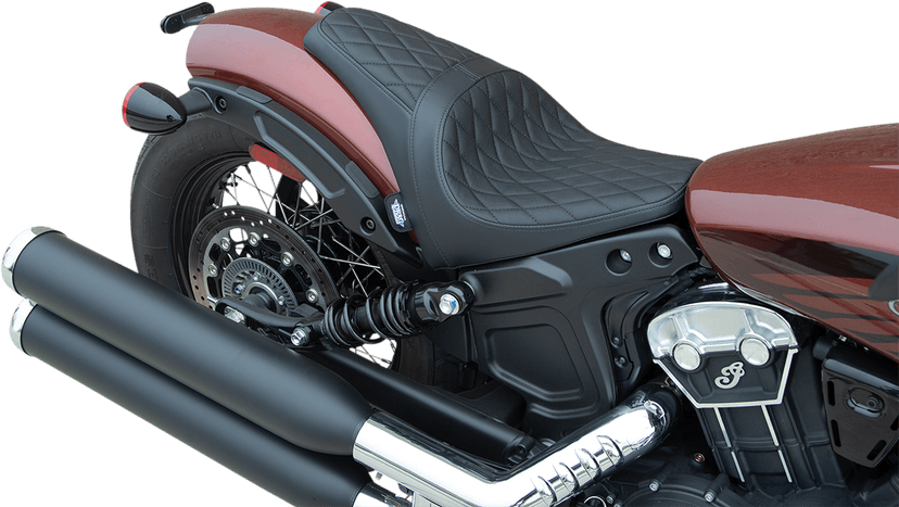 DRAG SPECIALTIES SEATS 0810-2255 3/4 Solo Seat - Black - Diamond Stitch - Scout Bobber '18-'22 — image 1 of 2