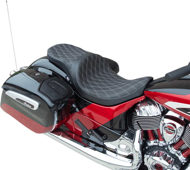 DRAG SPECIALTIES SEATS 0810-2260 Low Profile Touring Seat - Double Diamond w/ Silver Stitching - indian '14-'22