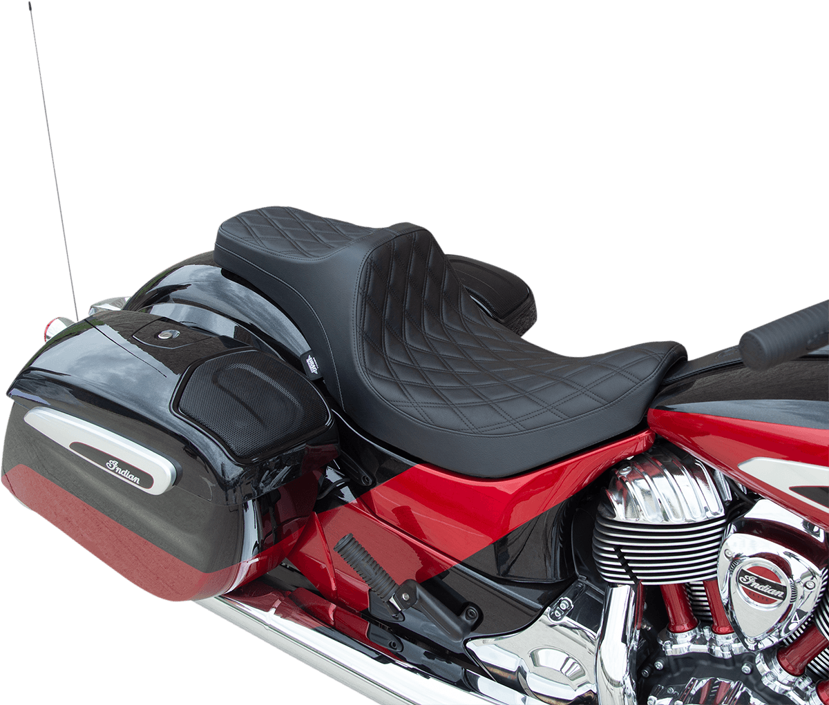 DRAG SPECIALTIES SEATS 0810-2262 Predator III Seat - Double Diamond - Black Stitching - Vinyl - Indian '14-'22