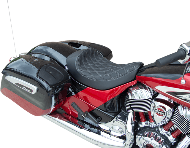 DRAG SPECIALTIES SEATS 0810-2268 Solo Seat - Double Diamond - Silver Stitching - Indian '14-'22
