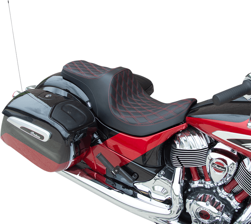 DRAG SPECIALTIES SEATS 0810-2272 Predator III Seat - Forward Positioning - Double Diamond - Red Stitching - Indian '14-'22