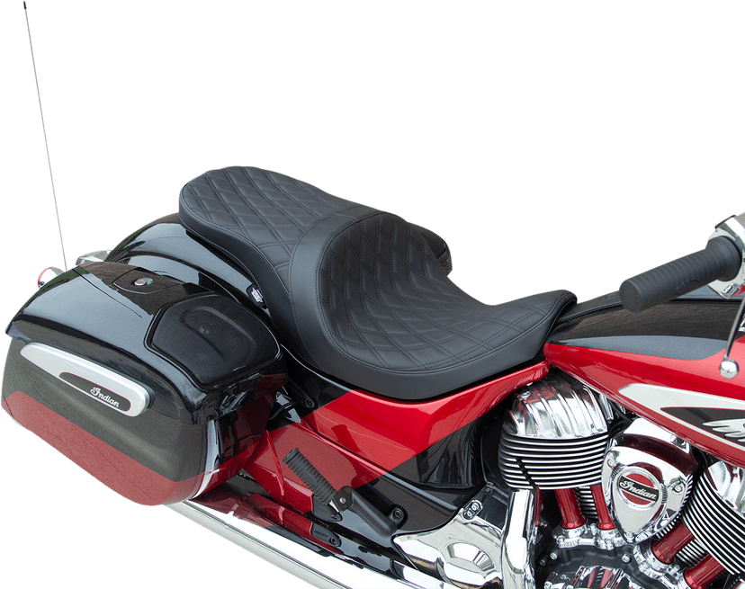 DRAG SPECIALTIES SEATS 0810-2274 Low Profile Touring Seat - Double Diamond - Black Stitch - Solar Reflective - Indian '14-'22