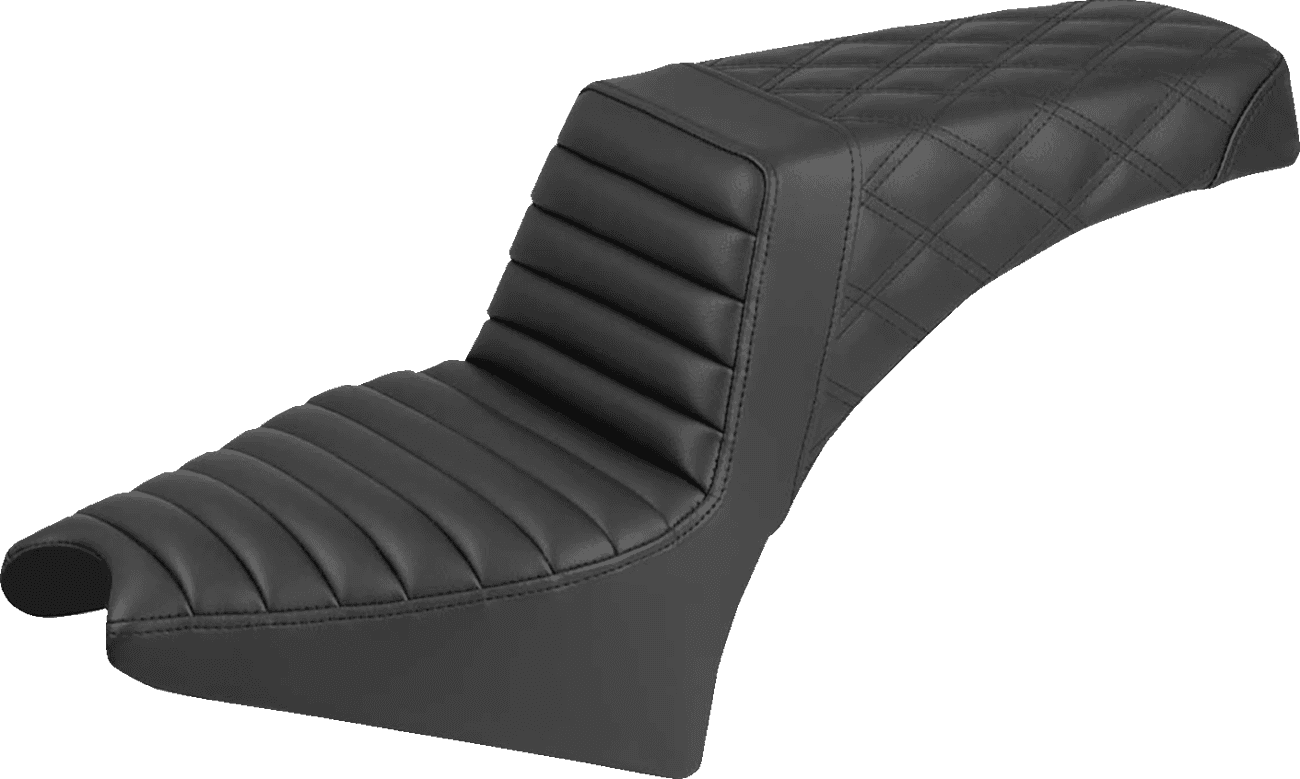 SADDLEMEN 0810-2452 Step-Up Seat - Front Tuck-n-Roll/Rear Lattice Stitch - Black - Indian Scout '25-'26