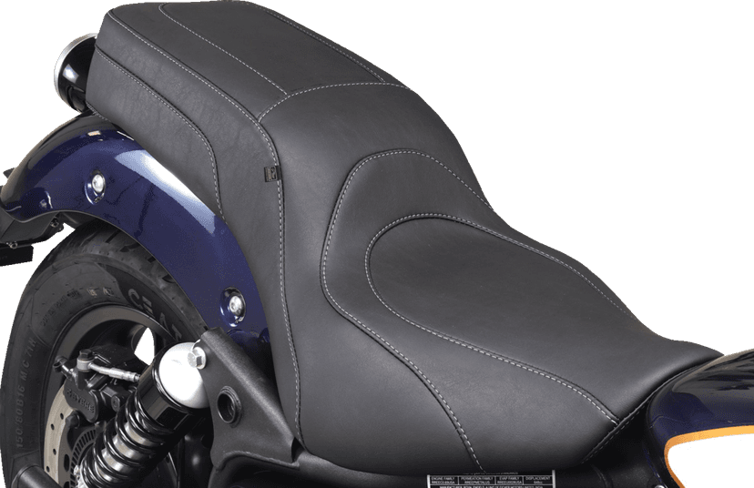 MUSTANG 0810-2455 Squareback 2-Up Seat - Black w/ Steel Stitch - Royal Enfield '24-'25 — image 1 of 3