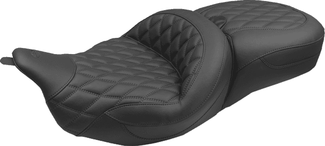 MUSTANG 0810-2490 Super Touring Seat - Double Diamond - Black Stitch FLH/FLT '08-'25