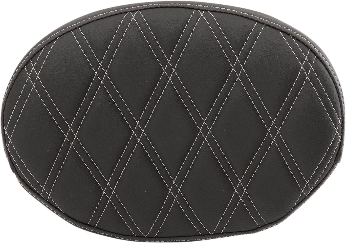 DRAG SPECIALTIES SEATS 0822-0429 Oval Sissy Bar Pad - Double Diamond - SIlver Stitch - FL '99-'22