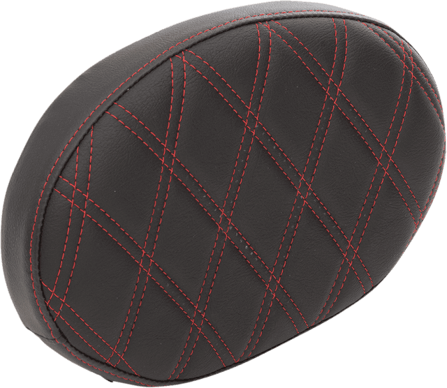 DRAG SPECIALTIES SEATS 0822-0430 Oval Sissy Bar Pad - Double Diamond - Red Stitch - FL '99-'22 — image 2 of 2