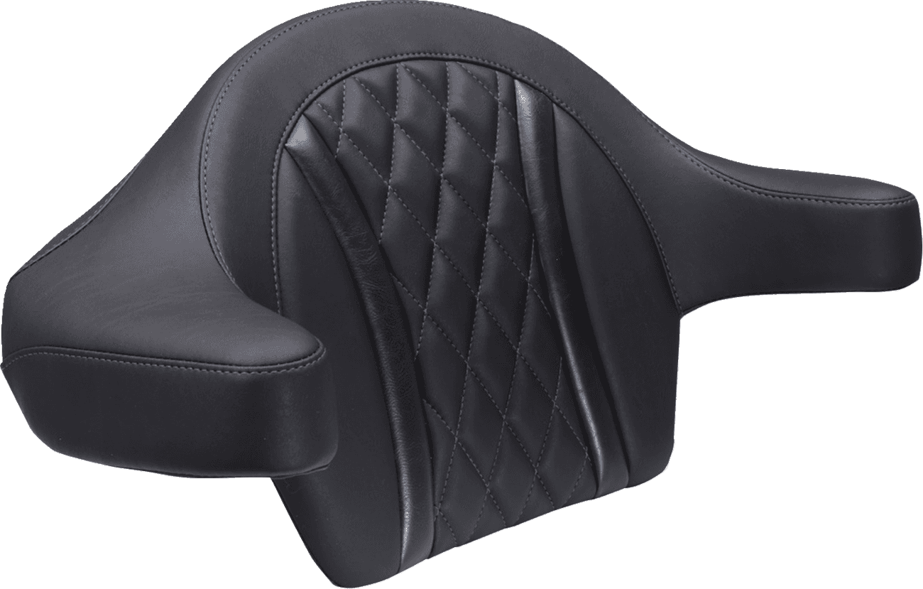 MUSTANG 0822-0639 Deluxe Extended Arm Wrap-around Backrest - Diamond - Sky Blue Stitch - FLT/FLH '23-'25