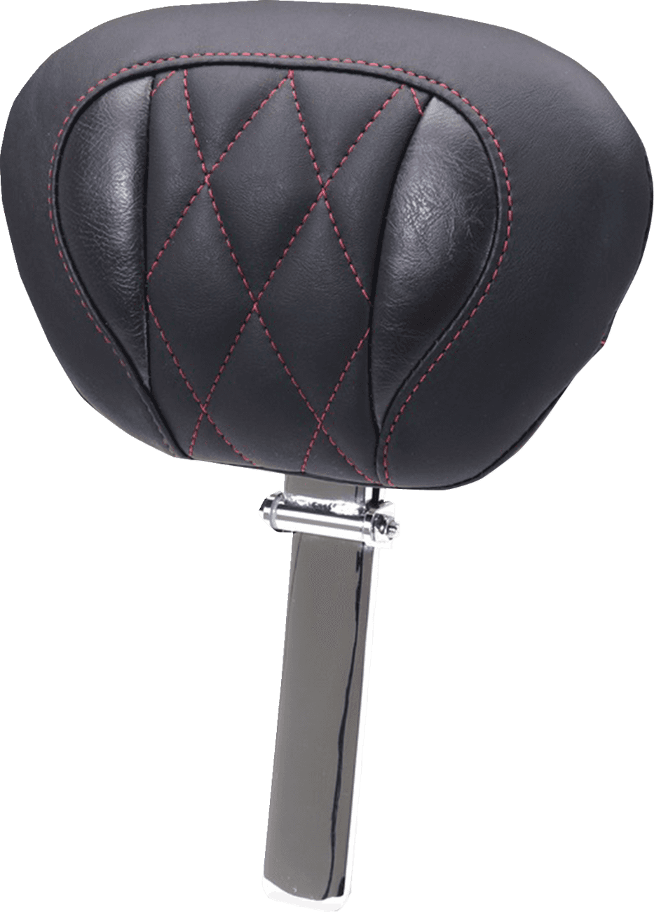 MUSTANG 0822-0651 Deluxe Driver Backrest - Diamond - Dark Cherry Stitching - FLT/FLH '23-'25