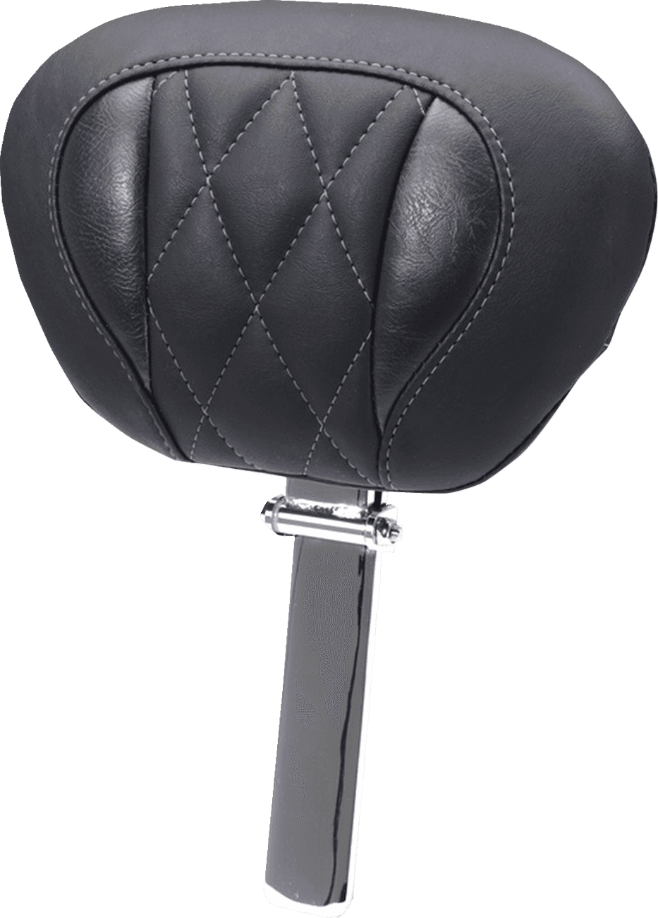 MUSTANG 0822-0652 Deluxe Driver Backrest - Diamond - Gunmetal Stitching - FLT/FLH '23-'25