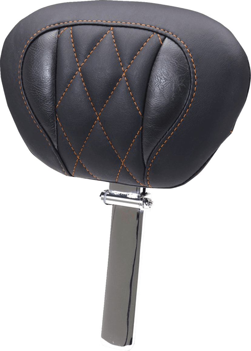MUSTANG 0822-0653 Deluxe Driver Backrest - Diamond - Mandarin Orange Stitching - FLT/FLH '23-'25