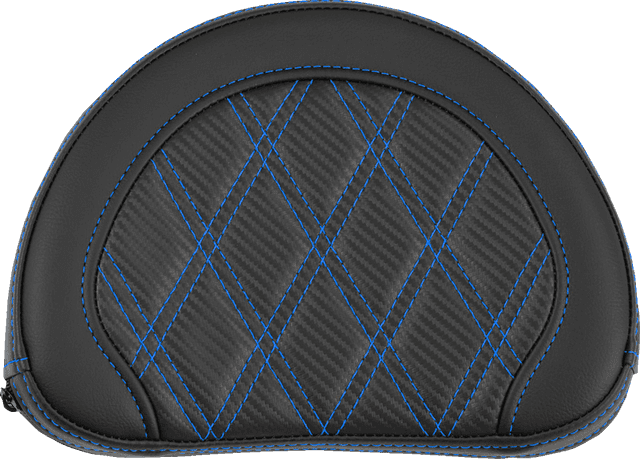 SADDLEMEN 0822-0670 Contoured Sissy Bar Pad - Lattice Stitch - Blue Stitch - 2" Thick