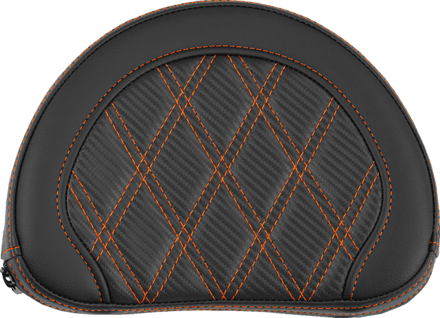 SADDLEMEN 0822-0672 Contoured Sissy Bar Pad - Lattice Stitch - Orange Stitch - 2" Thick