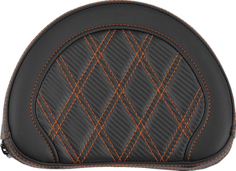 SADDLEMEN 0822-0672 Contoured Sissy Bar Pad - Lattice Stitch - Orange Stitch - 2" Thick