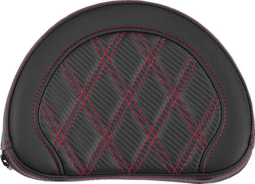 SADDLEMEN 0822-0673 Contoured Sissy Bar Pad - Lattice Stitch - Red Stitch - 2" Thick