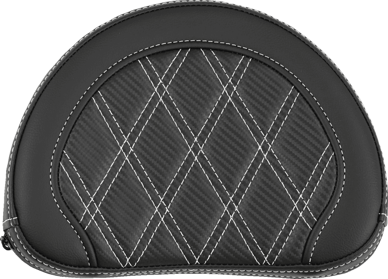 SADDLEMEN 0822-0675 Contoured Sissy Bar Pad - Lattice Stitch - White Stitch - 2" Thick