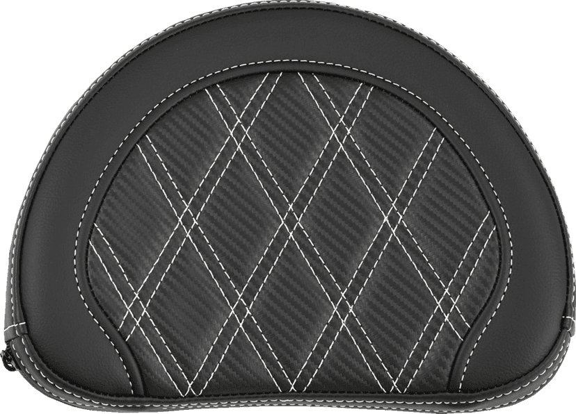 SADDLEMEN 0822-0675 Contoured Sissy Bar Pad - Lattice Stitch - White Stitch - 2" Thick