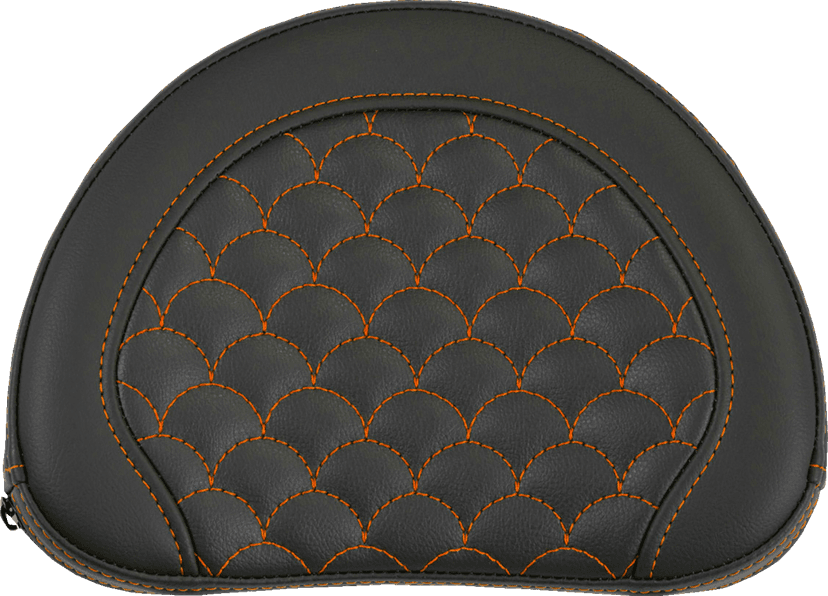 SADDLEMEN 0822-0680 Contoured Sissy Bar Pad - Dragon Scale - Orange Stitch - 2" Thick