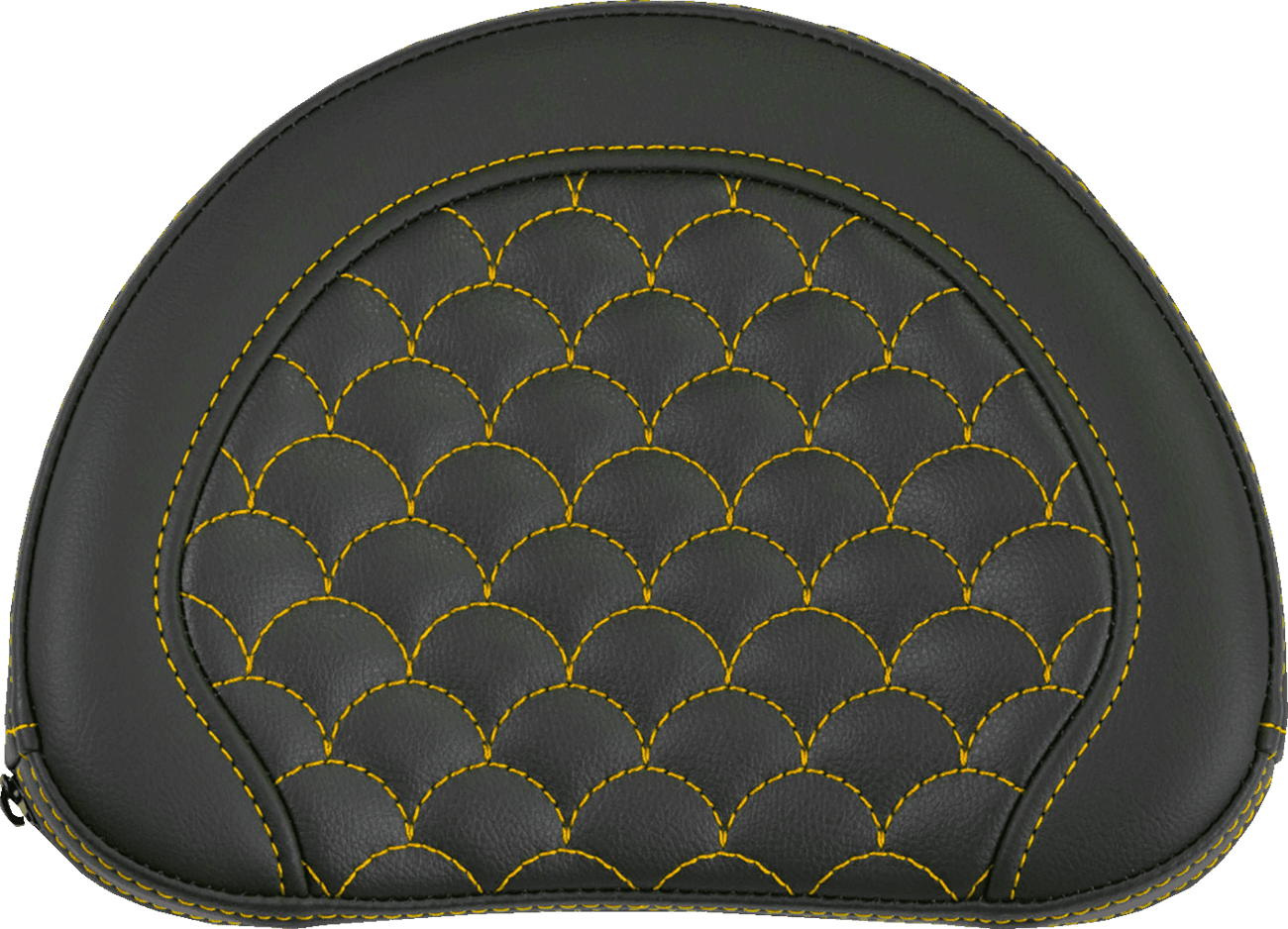 SADDLEMEN 0822-0684 Contoured Sissy Bar Pad - Dragon Scale - Gold Stitch - 2" Thick