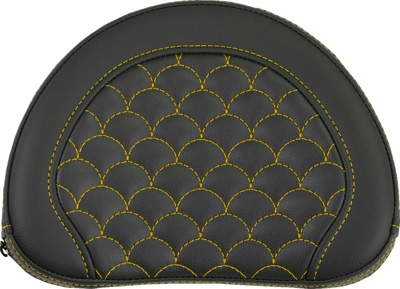 SADDLEMEN 0822-0684 Contoured Sissy Bar Pad - Dragon Scale - Gold Stitch - 2" Thick