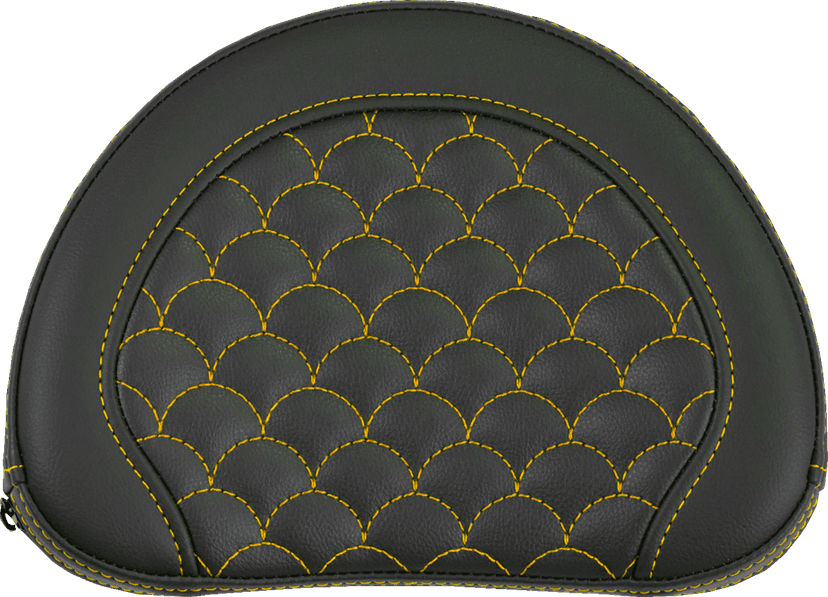 SADDLEMEN 0822-0684 Contoured Sissy Bar Pad - Dragon Scale - Gold Stitch - 2" Thick