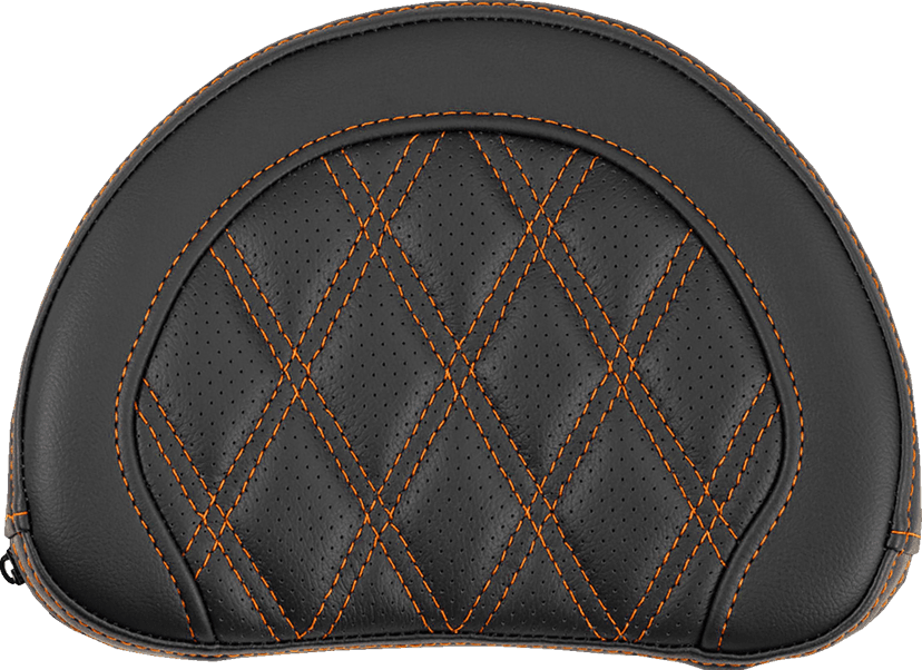 SADDLEMEN 0822-0686 Contoured Sissy Bar Pad - Lattice Stitch - Orange Stitch - 2" Thick