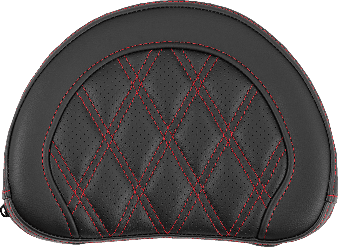 SADDLEMEN 0822-0687 Contoured Sissy Bar Pad - Lattice Stitch - Red Stitch - 2" Thick