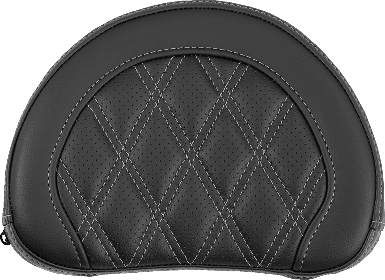 SADDLEMEN 0822-0688 Contoured Sissy Bar Pad - Lattice Stitch - Silver Stitch - 2" Thick