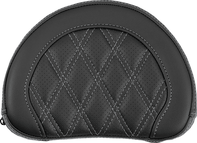 SADDLEMEN 0822-0688 Contoured Sissy Bar Pad - Lattice Stitch - Silver Stitch - 2" Thick