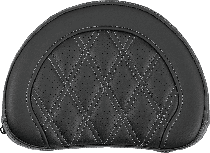 SADDLEMEN 0822-0688 Contoured Sissy Bar Pad - Lattice Stitch - Silver Stitch - 2" Thick
