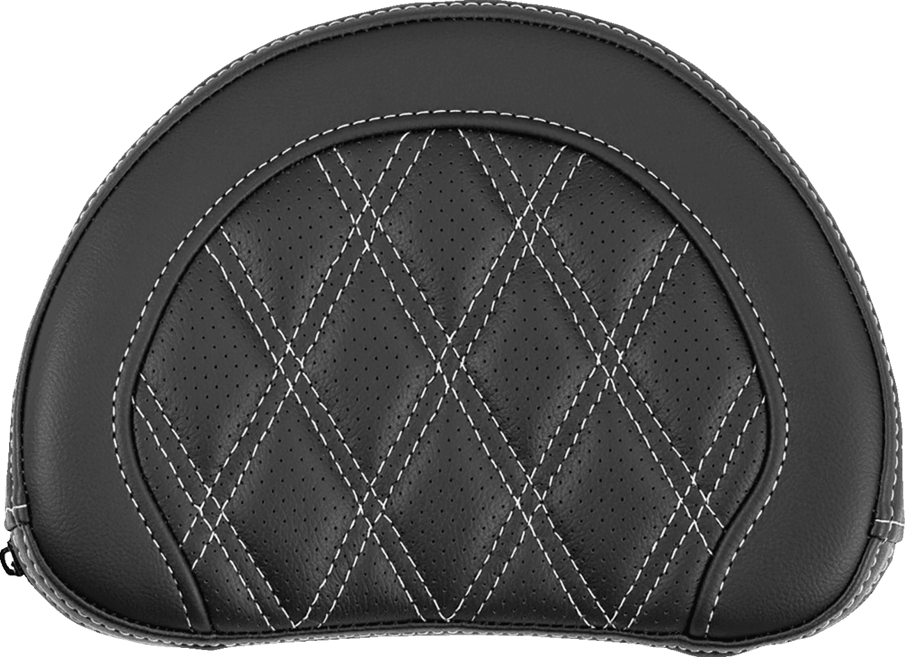 SADDLEMEN 0822-0689 Contoured Sissy Bar Pad - Lattice Stitch - White Stitch - 2" Thick