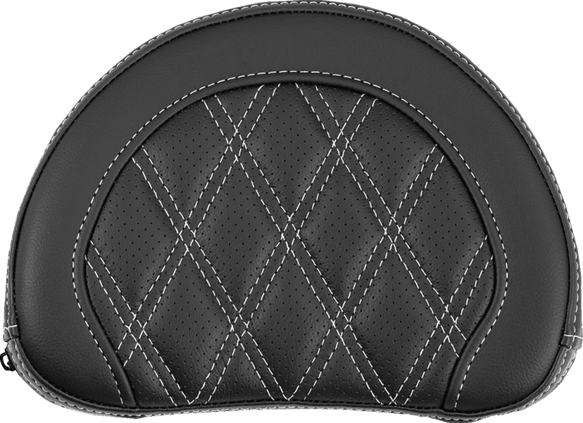 SADDLEMEN 0822-0689 Contoured Sissy Bar Pad - Lattice Stitch - White Stitch - 2" Thick