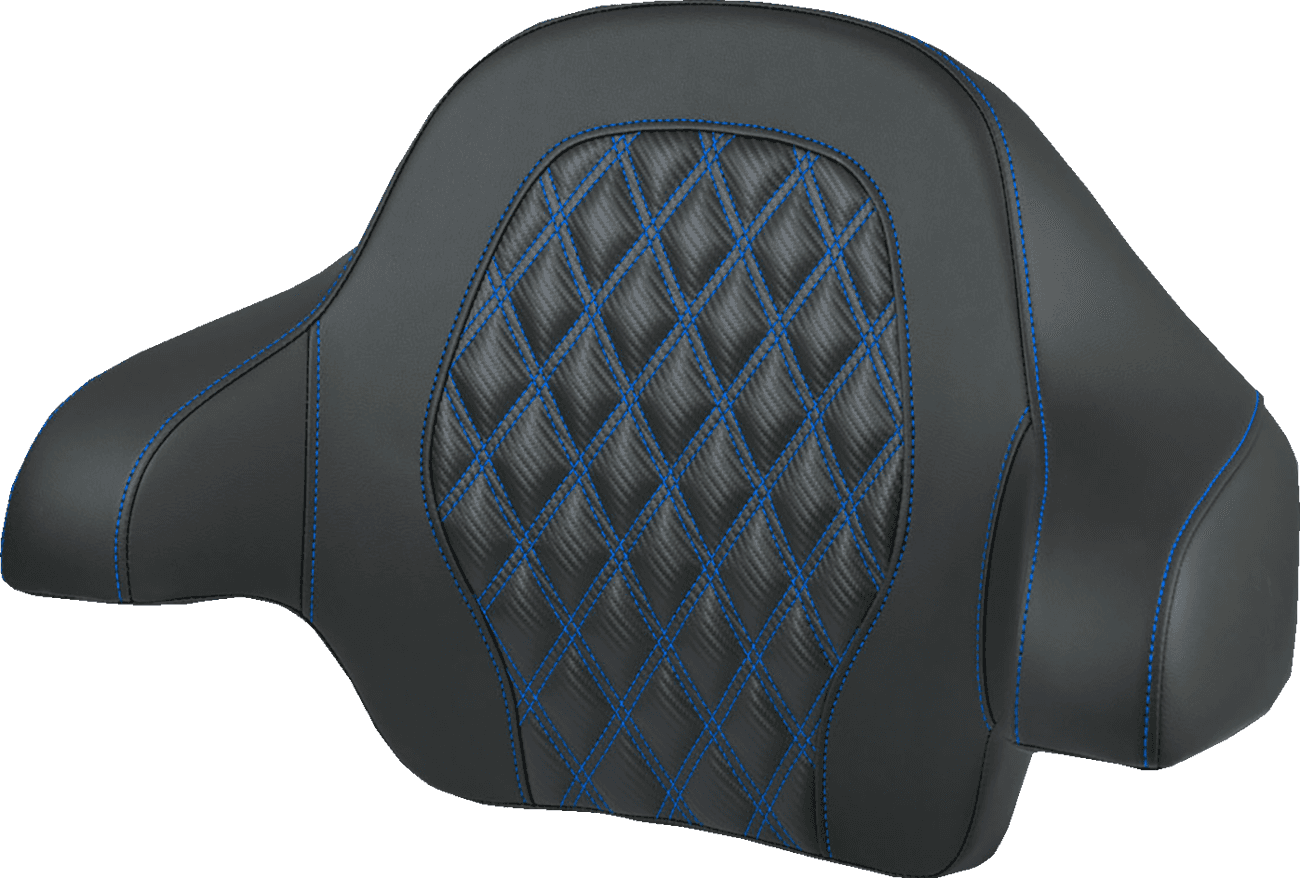 SADDLEMEN 0822-0700 Tour-Pak® Backrest Pad - Lattice Stitch - Blue Stitch - FL '14-'25