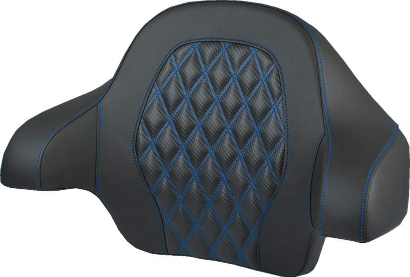 SADDLEMEN 0822-0700 Tour-Pak® Backrest Pad - Lattice Stitch - Blue Stitch - FL '14-'25