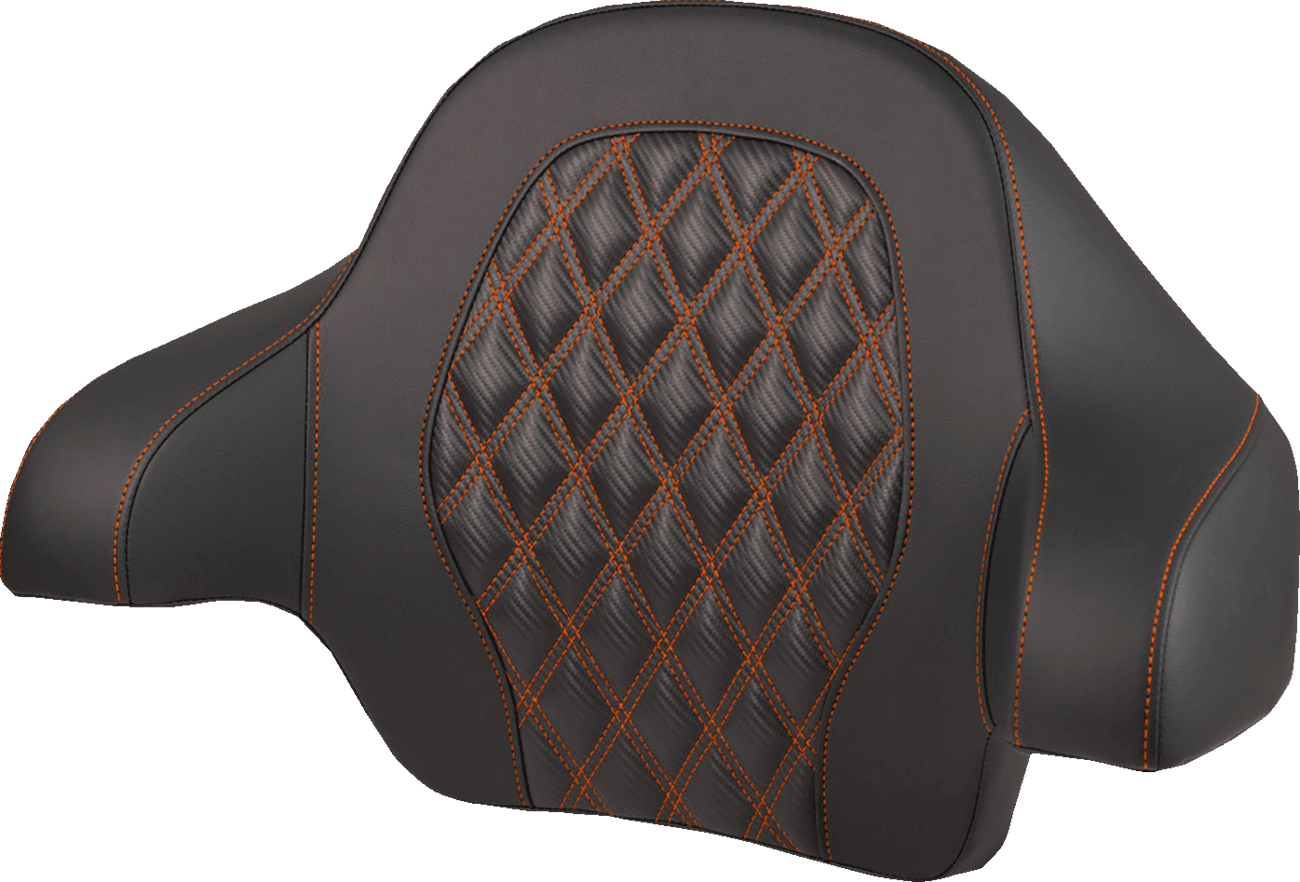 SADDLEMEN 0822-0702 Tour-Pak® Backrest Pad - Lattice Stitch - Orange Stitch - FL '14-'25