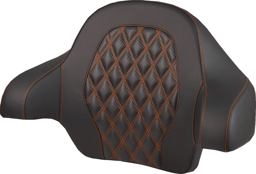 SADDLEMEN 0822-0702 Tour-Pak® Backrest Pad - Lattice Stitch - Orange Stitch - FL '14-'25