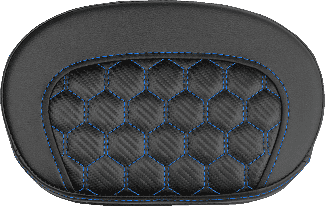 SADDLEMEN 0822-0717 Mini Contour Sissy Bar Pad - Honeycomb - Blue Stitch