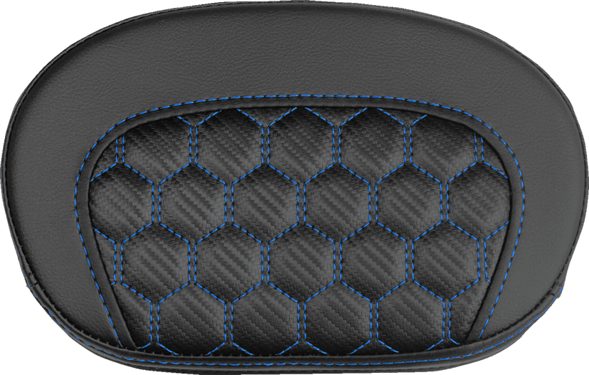 SADDLEMEN 0822-0717 Mini Contour Sissy Bar Pad - Honeycomb - Blue Stitch