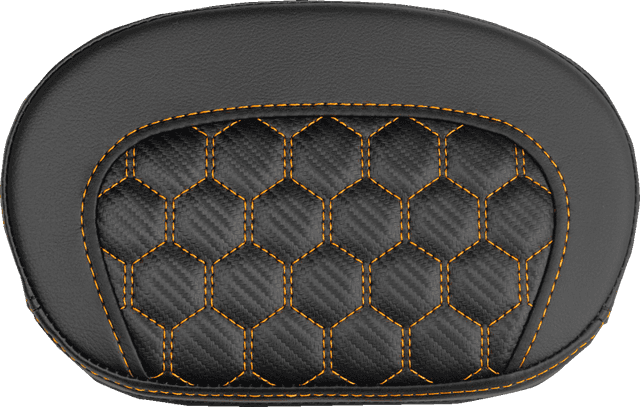 SADDLEMEN 0822-0719 Mini Contour Sissy Bar Pad - Honeycomb - Orange Stitch