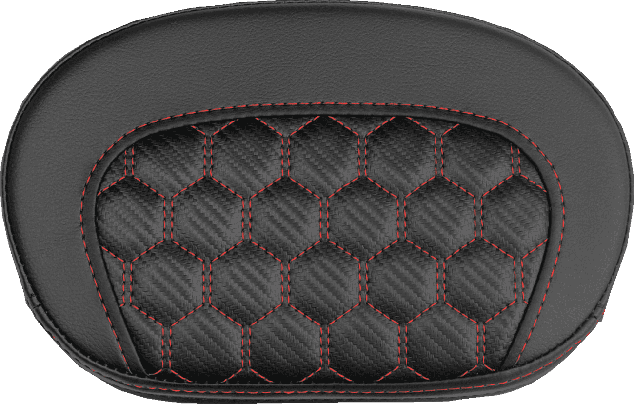 SADDLEMEN 0822-0720 Mini Contour Sissy Bar Pad - Honeycomb - Red Stitch