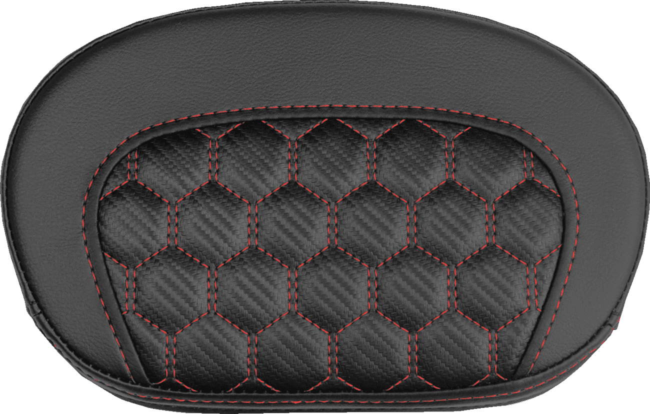 SADDLEMEN 0822-0720 Mini Contour Sissy Bar Pad - Honeycomb - Red Stitch