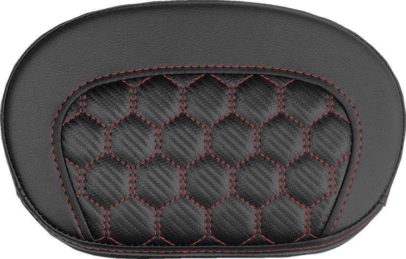 SADDLEMEN 0822-0720 Mini Contour Sissy Bar Pad - Honeycomb - Red Stitch