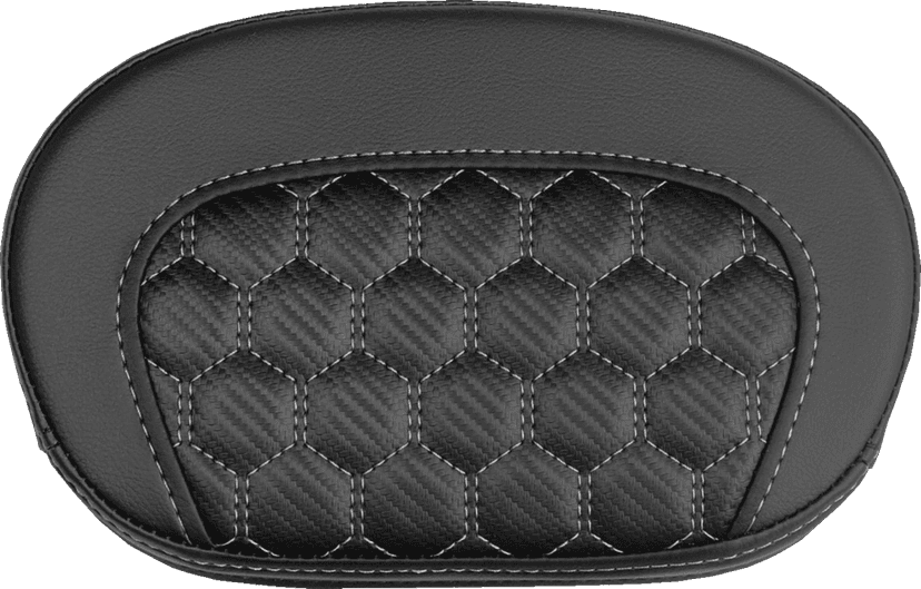 SADDLEMEN 0822-0721 Mini Contour Sissy Bar Pad - Honeycomb - Silver Stitch
