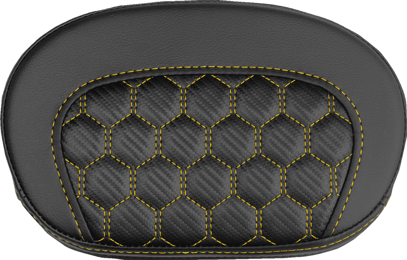 SADDLEMEN 0822-0723 Mini Contour Sissy Bar Pad - Honeycomb - Gold Stitch