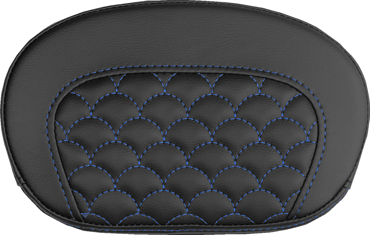 SADDLEMEN 0822-0724 Mini Contour Sissy Bar Pad - Dragon Scale - Blue Stitch