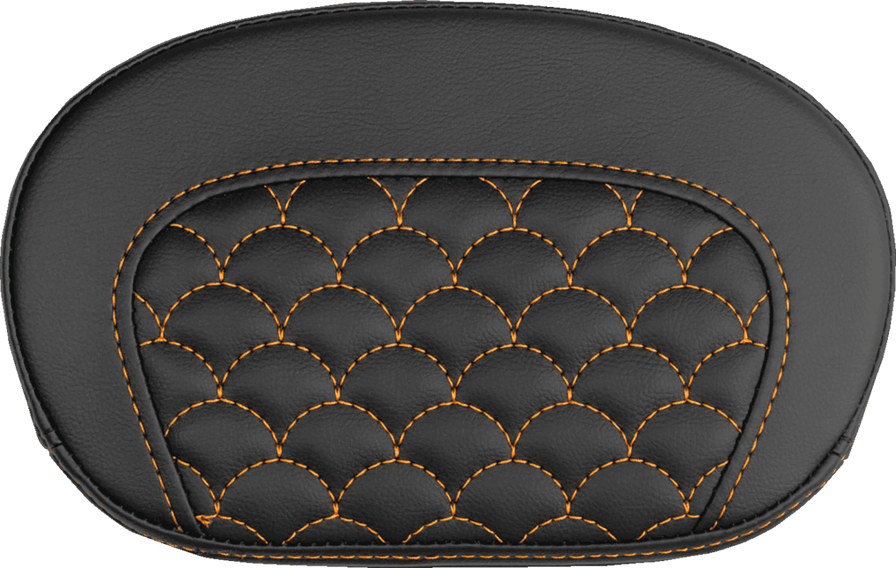 SADDLEMEN 0822-0726 Mini Contour Sissy Bar Pad - Dragon Scale - Orange Stitch