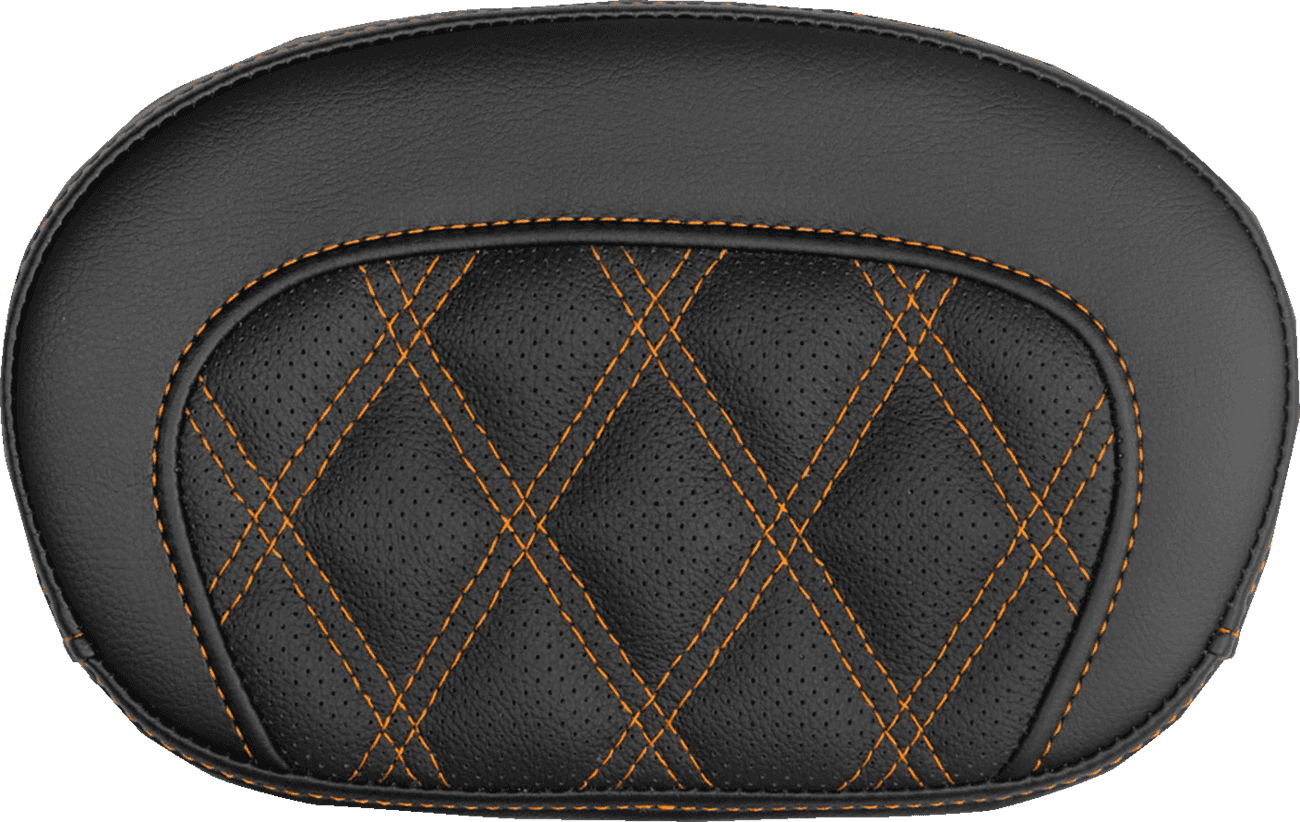 SADDLEMEN 0822-0733 Mini Contour Sissy Bar Pad - Lattice Stitch - Orange Stitch