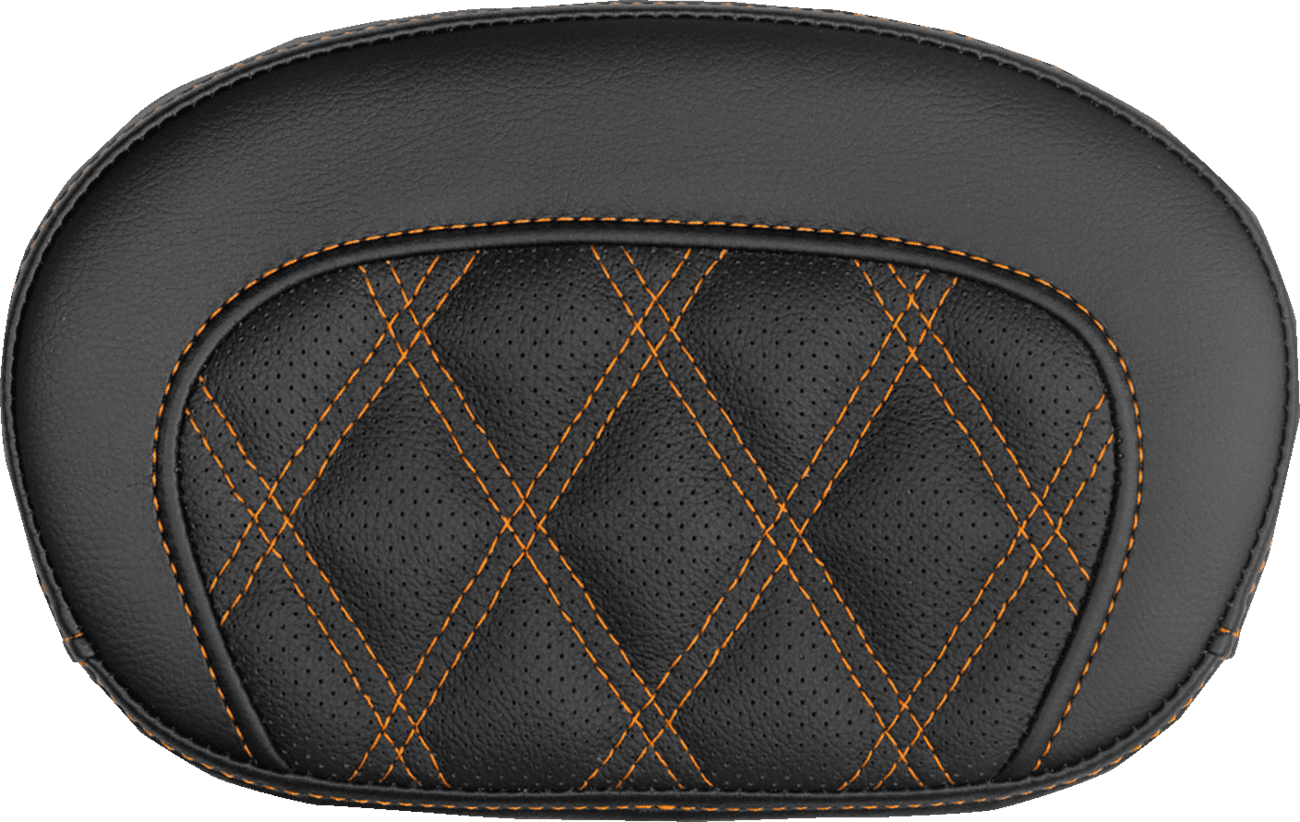 SADDLEMEN 0822-0733 Mini Contour Sissy Bar Pad - Lattice Stitch - Orange Stitch