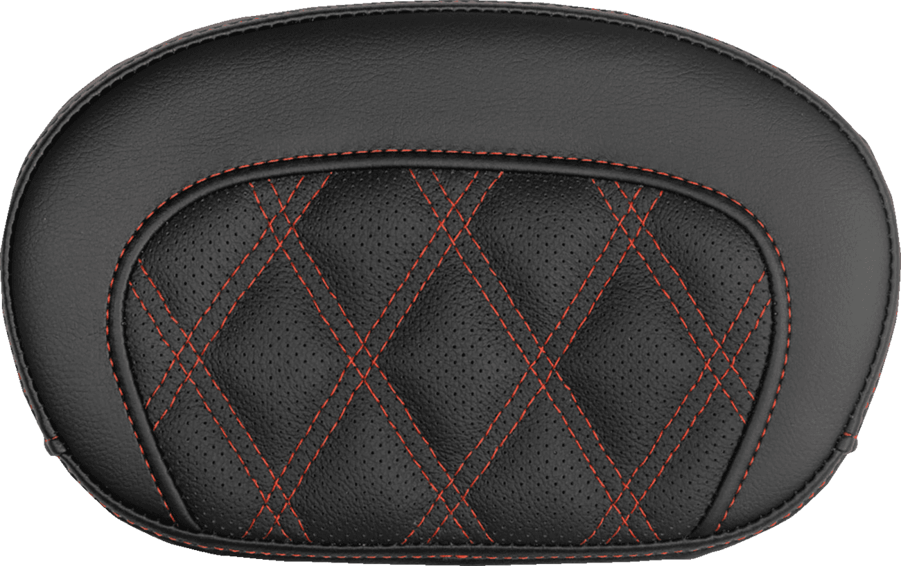 SADDLEMEN 0822-0734 Mini Contour Sissy Bar Pad - Lattice Stitch - Red Stitch