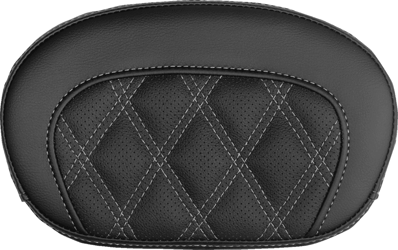 SADDLEMEN 0822-0735 Mini Contour Sissy Bar Pad - Lattice Stitch - Silver Stitch